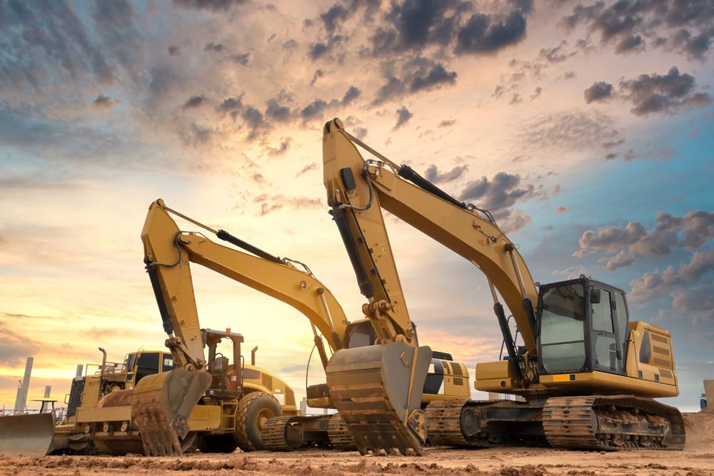 Heavy equipment lined up